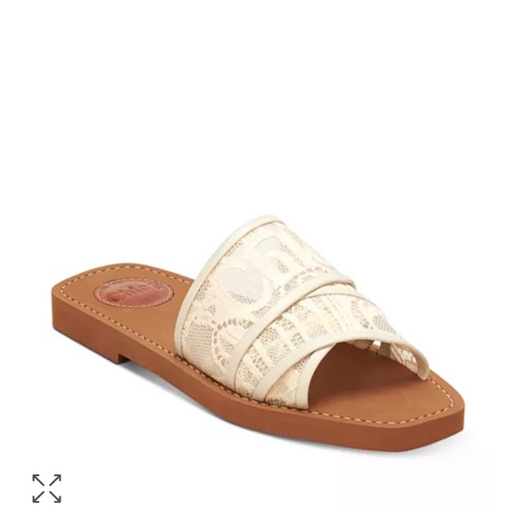 Chloe Woody Square Toe Lace Logo Slide Sandals - Picture 3 of 7